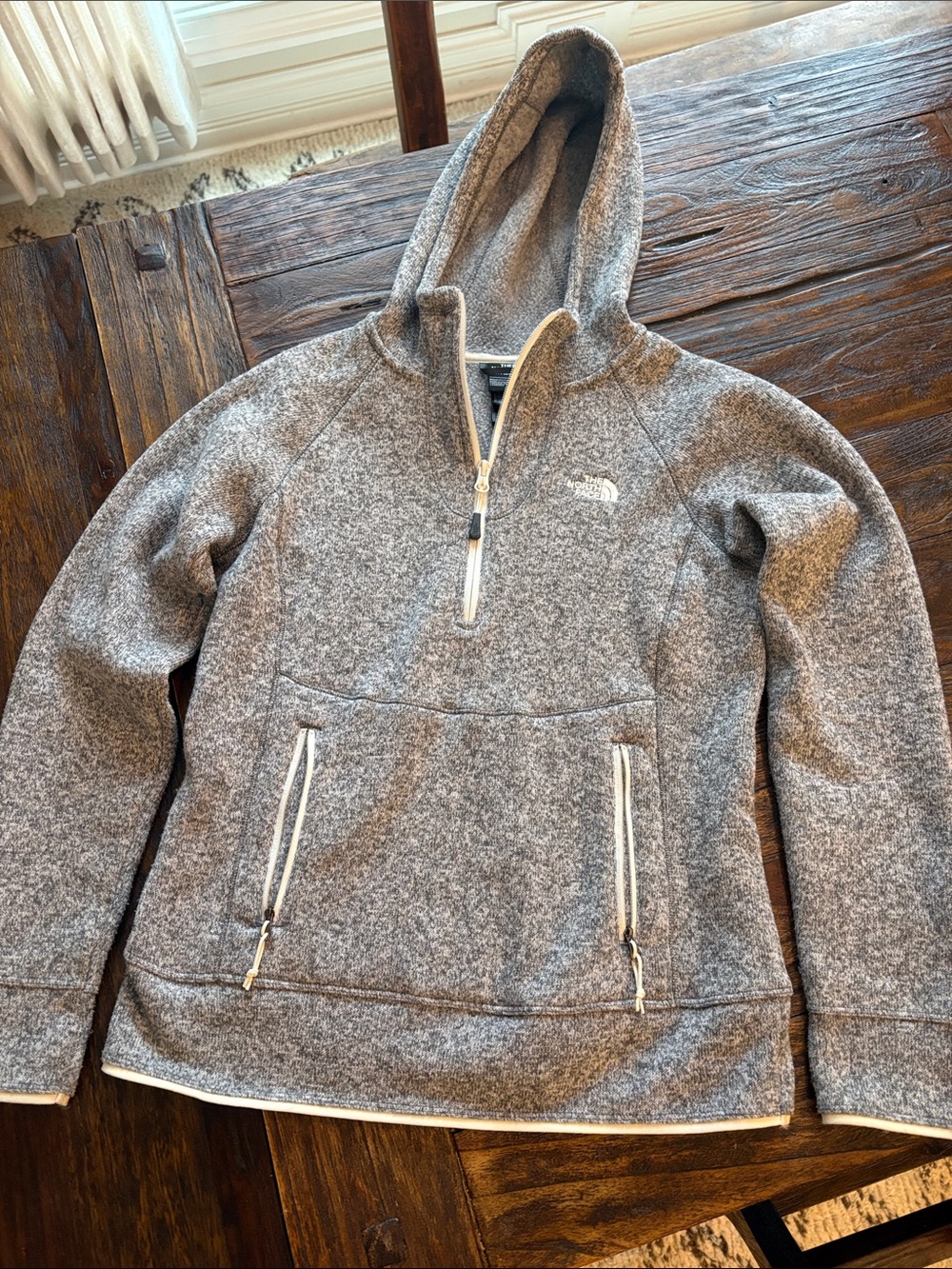 The North Face Gray Half-Zip Hooded Fleece Pullover